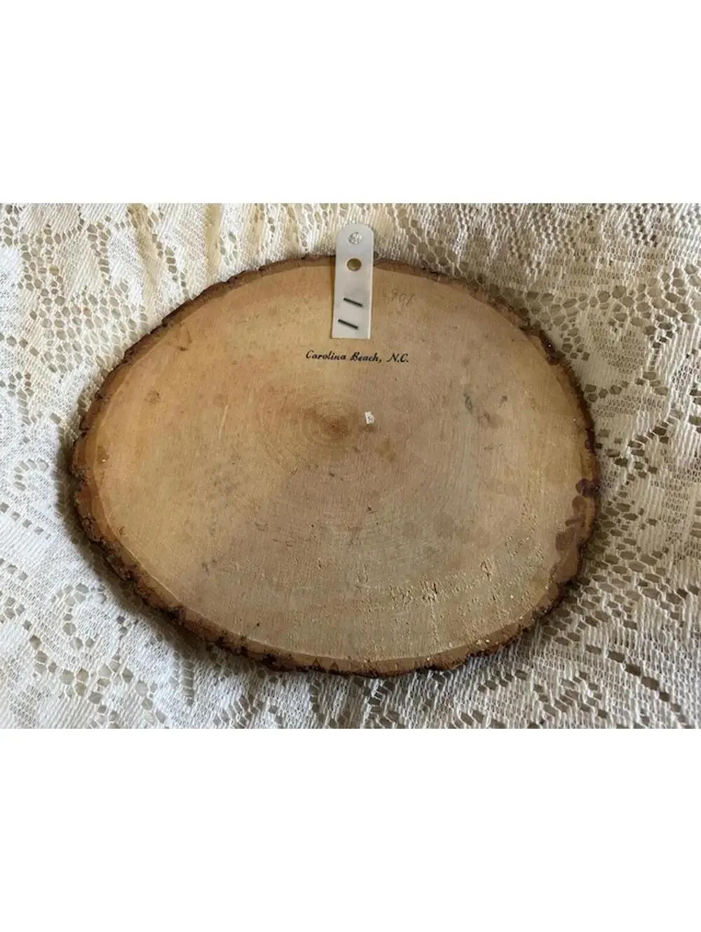 Vintage Native American Woman Art on Wood Slice Wall Hanging